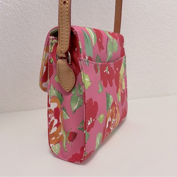 Dooney & Bourke 🌸 Pink Floral, Letter Carrier Leather Crossbody bag 🌸 - Picture 6 of 16
